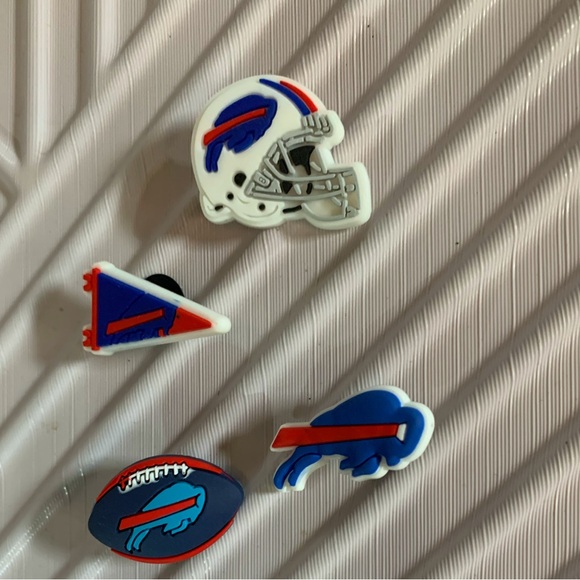 Buffalo Bills Football NFL Croc Shoe Charms Set of 4 - Picture 1 of 2